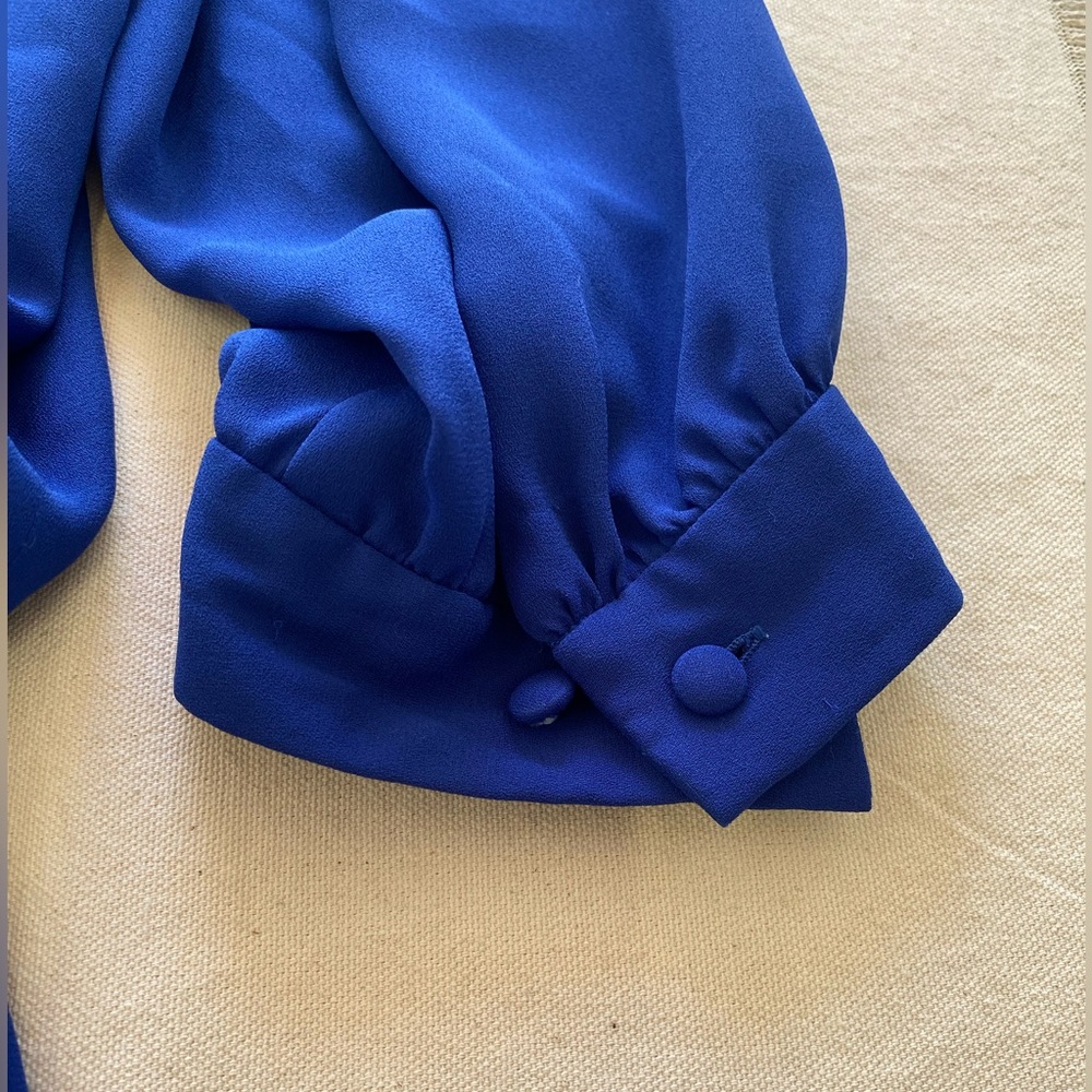 Liz Roberts Blue and White Pleated Flowy Dress Sailor Moon Style 16 Vintage - Picture 9 of 9